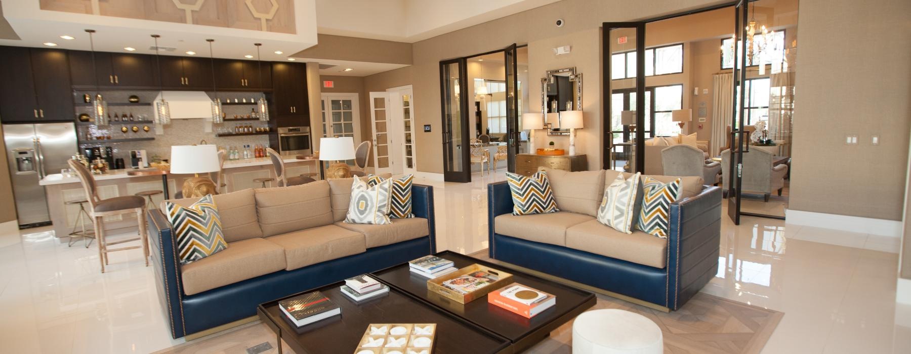 a living room with a large glass door